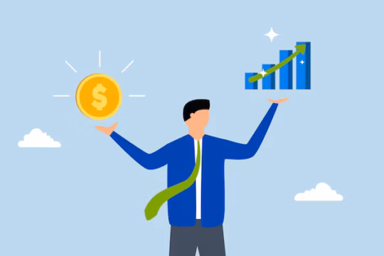 Value stock vs growth stock businessman is evaluating difference value growth stocks that he holds 178156 2395